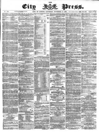 cover page of London City Press published on November 18, 1871