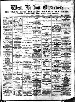 cover page of West London Observer published on September 18, 1903