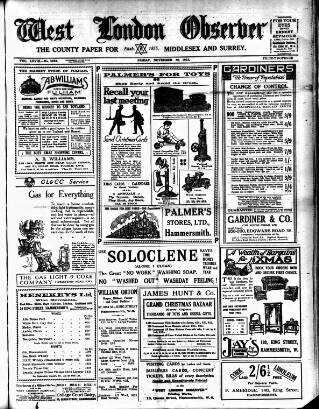 cover page of West London Observer published on November 30, 1923