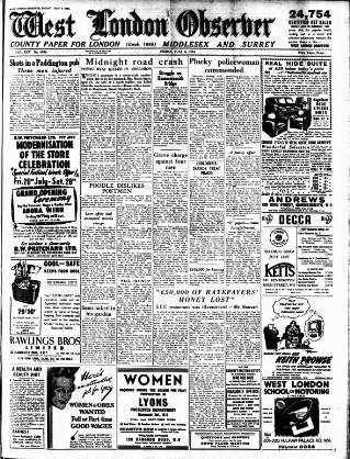 cover page of West London Observer published on July 6, 1951