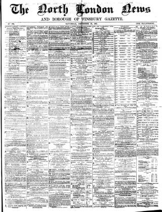 cover page of North London News published on December 30, 1865