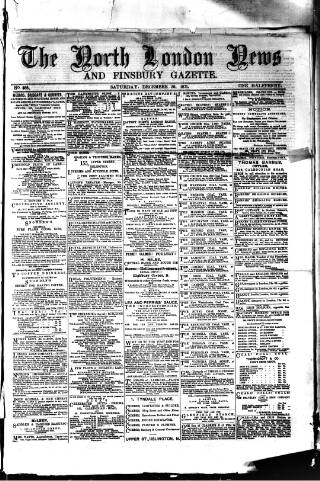 cover page of North London News published on December 30, 1871