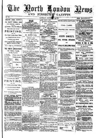 cover page of North London News published on November 15, 1879