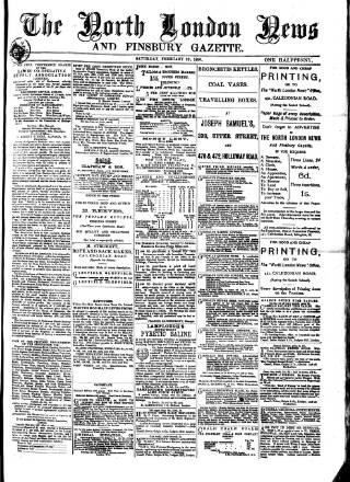 cover page of North London News published on February 28, 1880
