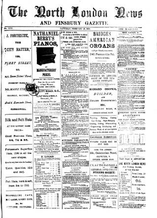 cover page of North London News published on February 28, 1885