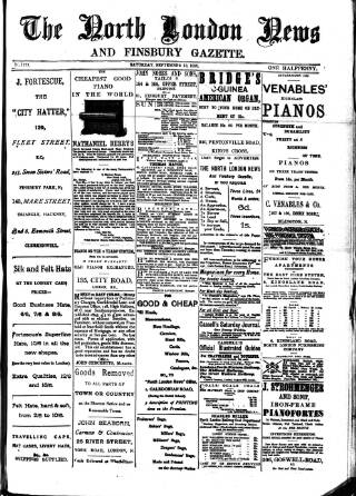 cover page of North London News published on September 18, 1886
