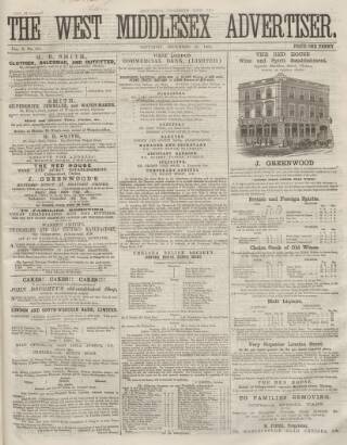 cover page of West Middlesex Advertiser and Family Journal published on December 30, 1865