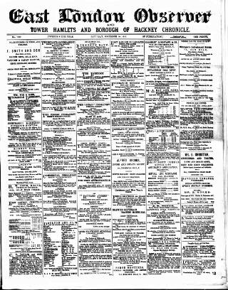 cover page of East London Observer published on December 30, 1882