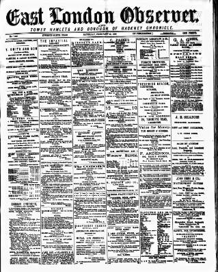 cover page of East London Observer published on February 28, 1885
