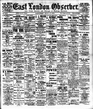 cover page of East London Observer published on July 6, 1912