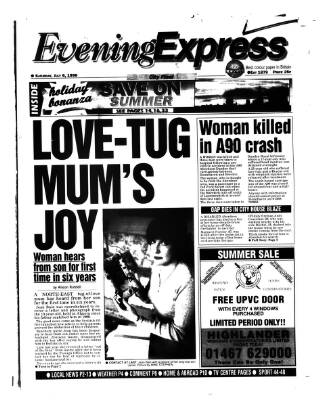 cover page of Aberdeen Evening Express published on July 6, 1996