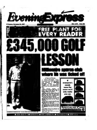 cover page of Aberdeen Evening Express published on September 18, 1997
