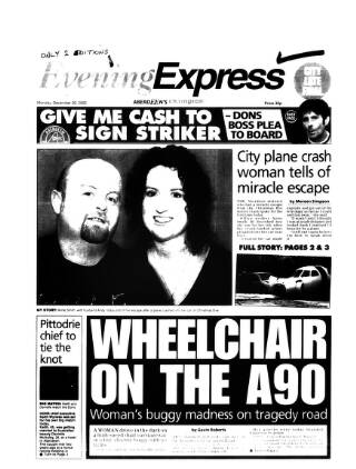 cover page of Aberdeen Evening Express published on December 30, 2002