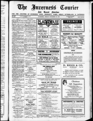 cover page of Inverness Courier published on November 30, 1956
