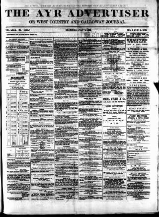 cover page of Ayr Advertiser published on July 6, 1882