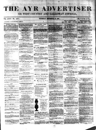 cover page of Ayr Advertiser published on September 18, 1884