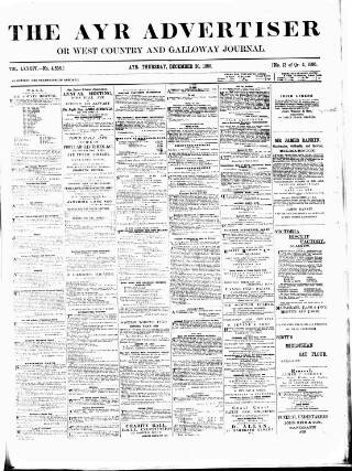 cover page of Ayr Advertiser published on December 30, 1886