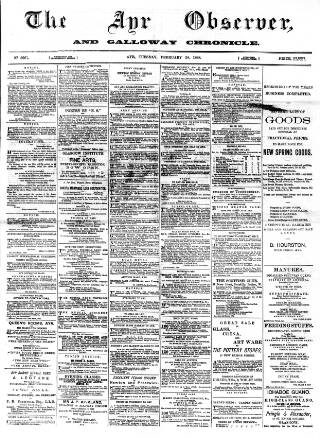 cover page of Ayr Advertiser published on February 28, 1888