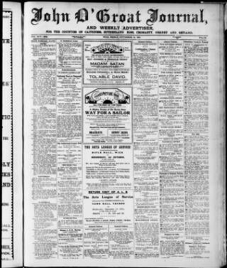 cover page of John o' Groat Journal published on September 18, 1931