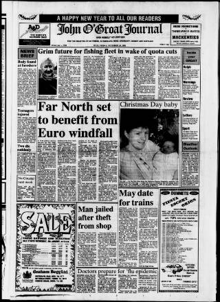 cover page of John o' Groat Journal published on December 30, 1988