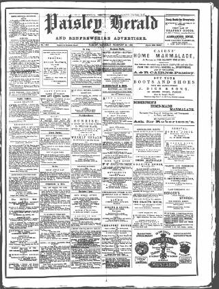 cover page of Paisley Herald and Renfrewshire Advertiser published on February 28, 1880