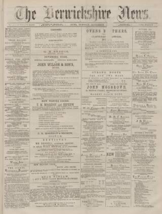 cover page of Berwickshire News and General Advertiser published on November 15, 1892