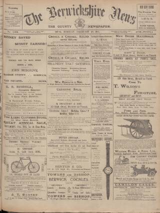 cover page of Berwickshire News and General Advertiser published on February 28, 1911