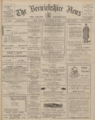 cover page of Berwickshire News and General Advertiser published on December 30, 1913