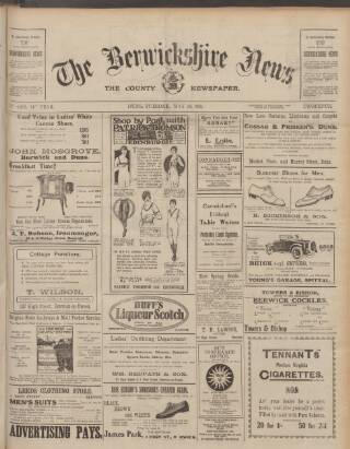 cover page of Berwickshire News and General Advertiser published on May 29, 1923