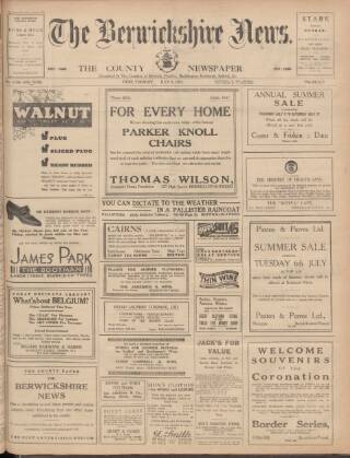 cover page of Berwickshire News and General Advertiser published on July 6, 1937