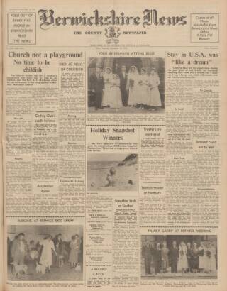 cover page of Berwickshire News and General Advertiser published on September 18, 1956
