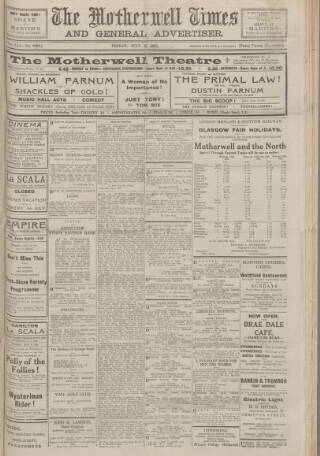 cover page of Motherwell Times published on July 6, 1923
