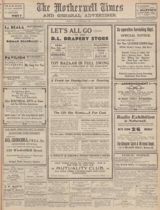 cover page of Motherwell Times published on November 30, 1934
