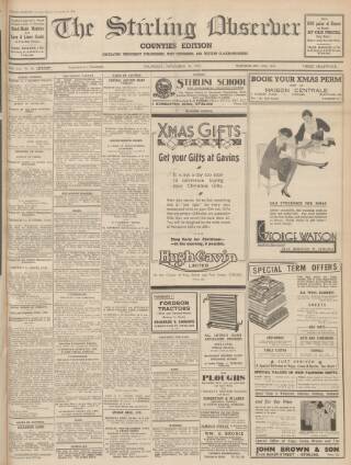cover page of Stirling Observer published on November 30, 1939