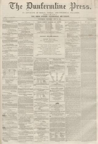 cover page of Dunfermline Press published on July 29, 1863