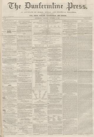 cover page of Dunfermline Press published on September 2, 1863