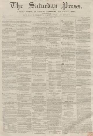 cover page of Dunfermline Saturday Press published on July 6, 1861