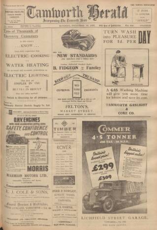 cover page of Tamworth Herald published on September 18, 1937