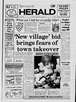 cover page of Tamworth Herald published on November 30, 1990