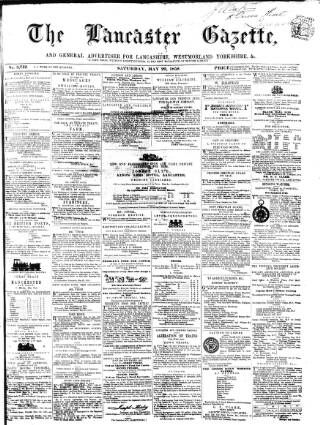 cover page of Lancaster Gazette published on May 29, 1858