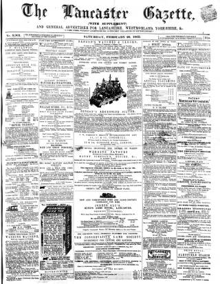 cover page of Lancaster Gazette published on February 28, 1863