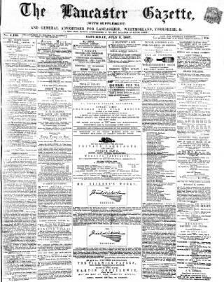 cover page of Lancaster Gazette published on July 6, 1867