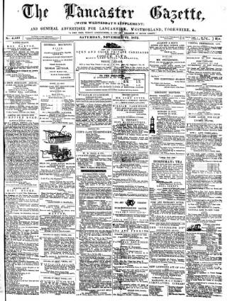 cover page of Lancaster Gazette published on November 15, 1873