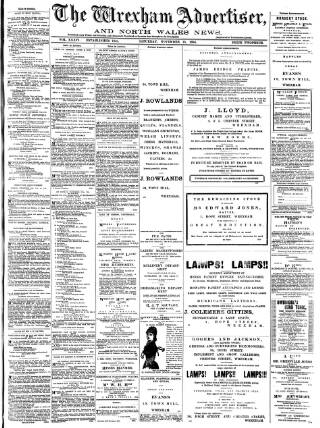 cover page of Wrexham Advertiser published on November 15, 1884