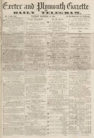 cover page of Exeter and Plymouth Gazette Daily Telegrams published on December 30, 1869