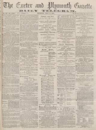 cover page of Exeter and Plymouth Gazette Daily Telegrams published on July 6, 1876