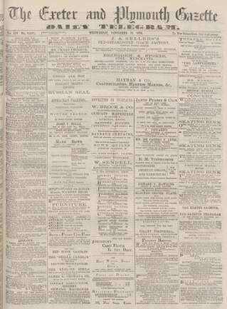 cover page of Exeter and Plymouth Gazette Daily Telegrams published on November 15, 1876