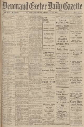 cover page of Exeter and Plymouth Gazette published on February 28, 1924