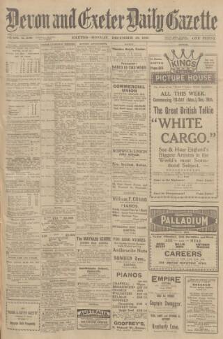 cover page of Exeter and Plymouth Gazette published on December 30, 1929