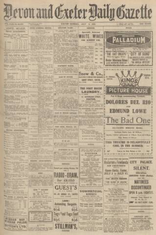 cover page of Exeter and Plymouth Gazette published on July 6, 1931